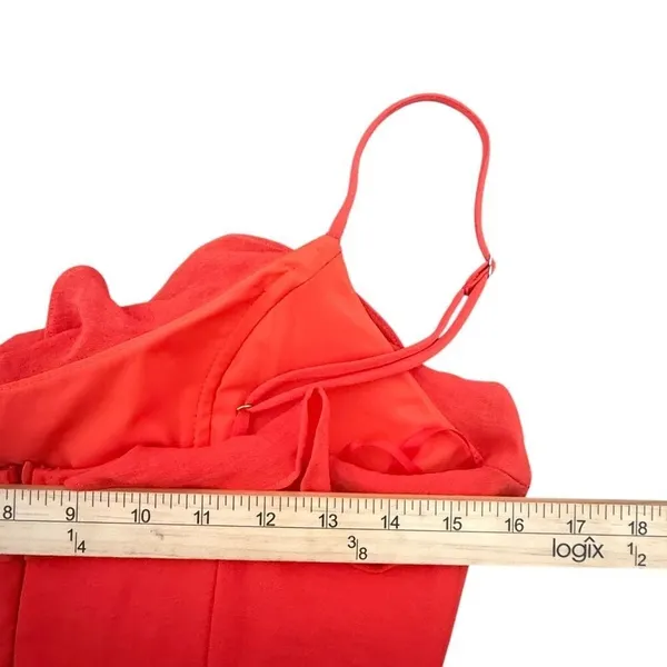 Red Ruffle Mini Dress Cutout Tie Front Size M Party Flirty Bachelorette Cocktail - Image 14
