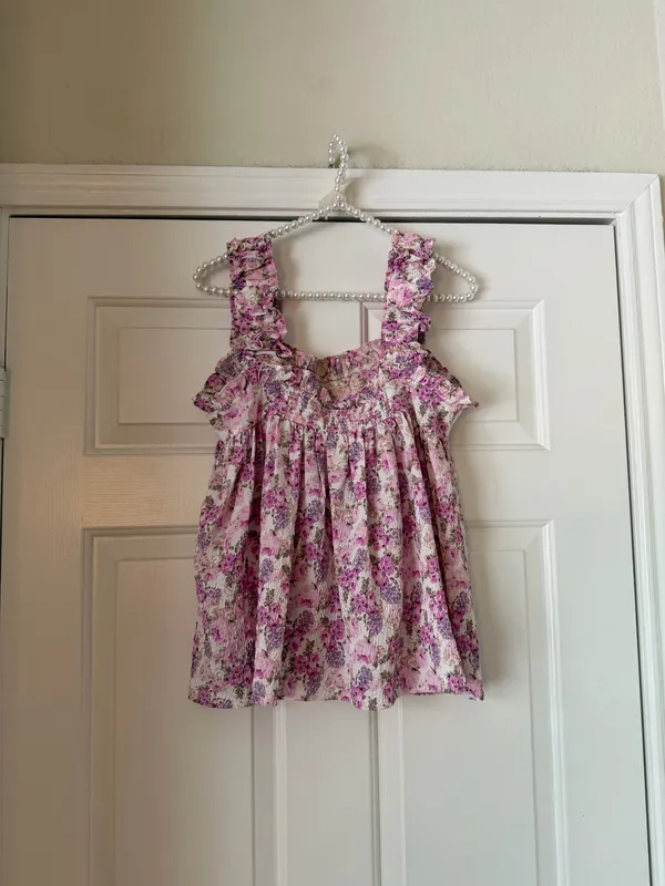 Blue Pepper Pink Floral Ruched Strap Top - Image 4