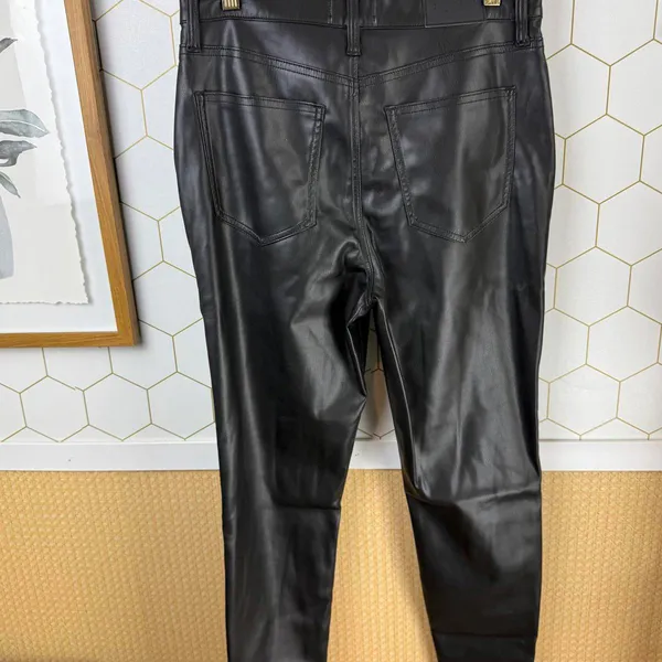 Pistola Cassie Black Faux Leather Super High Rise Straight Pants - Size - 29 - Image 7