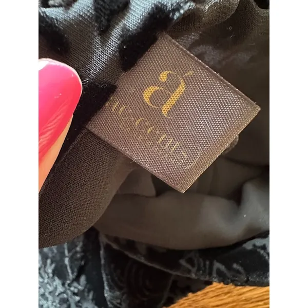 Ac Cents Black Velvet Burnout Scarf Wrap‎ Silk Blend Whimsigoth Boho 9" x 58" - Image 6