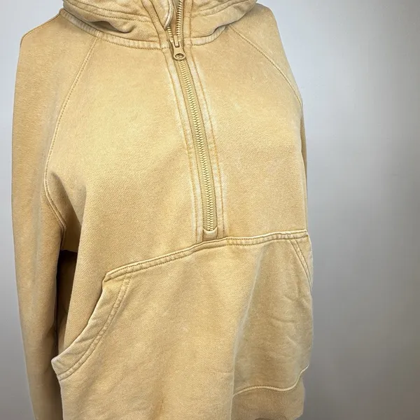 Joy Lab Tan Quarter Zip scuba Pullover Hoodie Cropped Sweatshirt Size‎ Small - Image 5