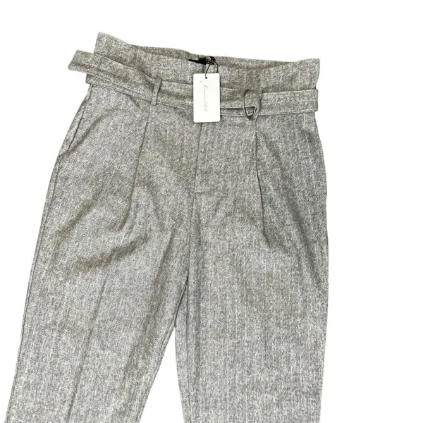 Line & Dot Paola Wool Blend High Rise Belted Trousers Grey L NWT - Image 7