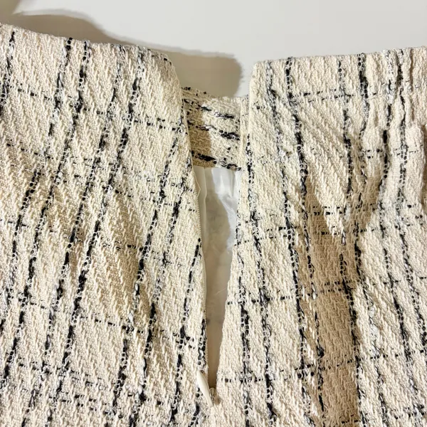 Princess Polly Tweed Mini Skirt Caroline Ivory Black Size 4 - Image 11
