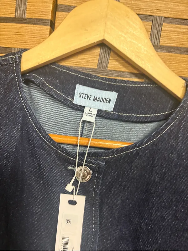 Steve Madden denim peplum jacket size large - Image 5