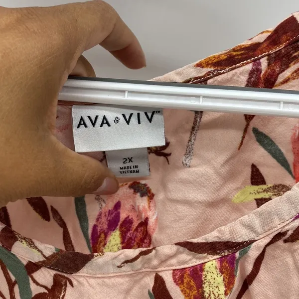 Ava & Viv peach pink floral summer peasant top - Image 4