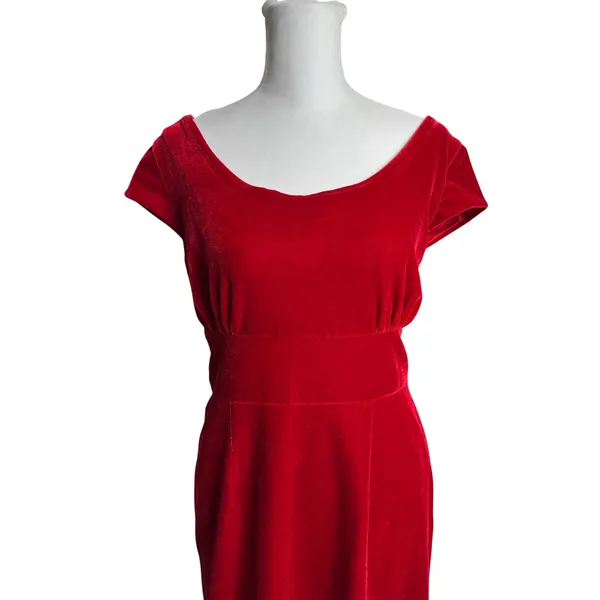 Kinji Red Velvet Off Shoulder Midi Dress Japanese Harajuku Medium - Image 4