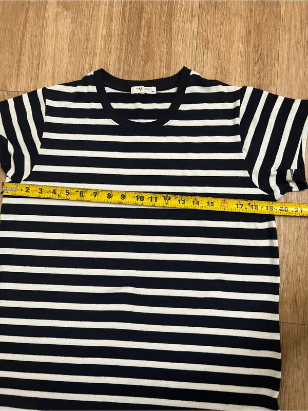 rag & bone Navy and White Striped Crew Neck Tee - Image 5
