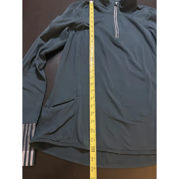 GapFit‎ Womens L Quarter Zip Long Sleeve Running Top Teal Green Thumbhole Cuffs - Image 2