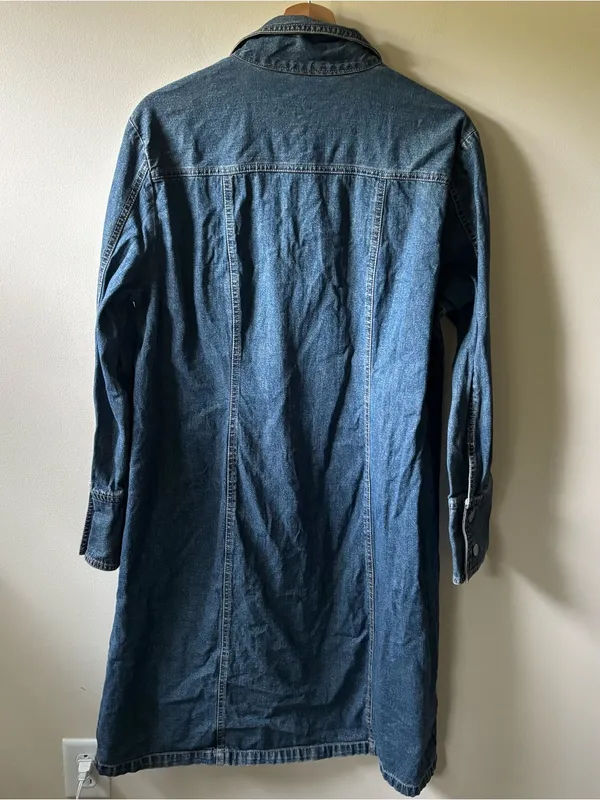 Faded Glory Button Up Denim Trench Coat - Image 4