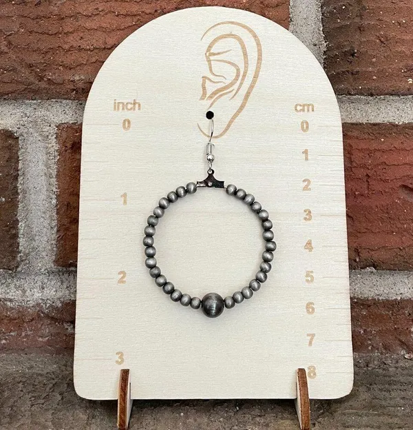 Navajo Style Pearl Hoop Drop Earrings - Image 2