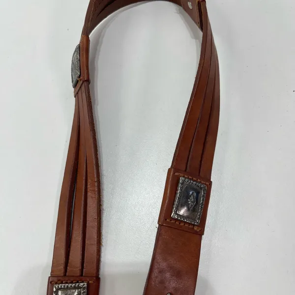 Vtg Fossil Belt Leather Concho Women Small Brown Silver Decorative Western Boho - Image 6