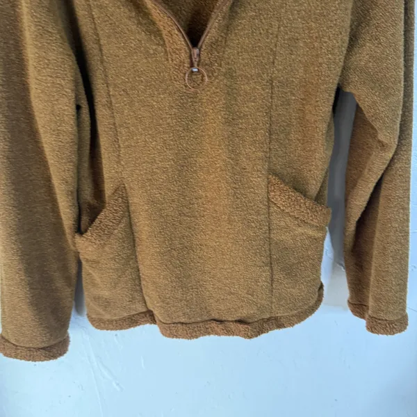 Prana Brown Fuzzy Fleece Half Zip Hoodie‎ Pullover Sweatshirt Women's Small - Image 2