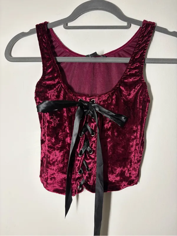 Dolls Kill wine Velvet Lace - Image 2