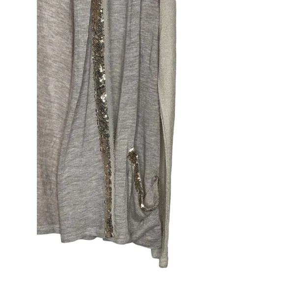 Miss Me Women's Cardigan‎ Sweater Sparkle Open Front Gold Sequins Pockets Small - Image 2