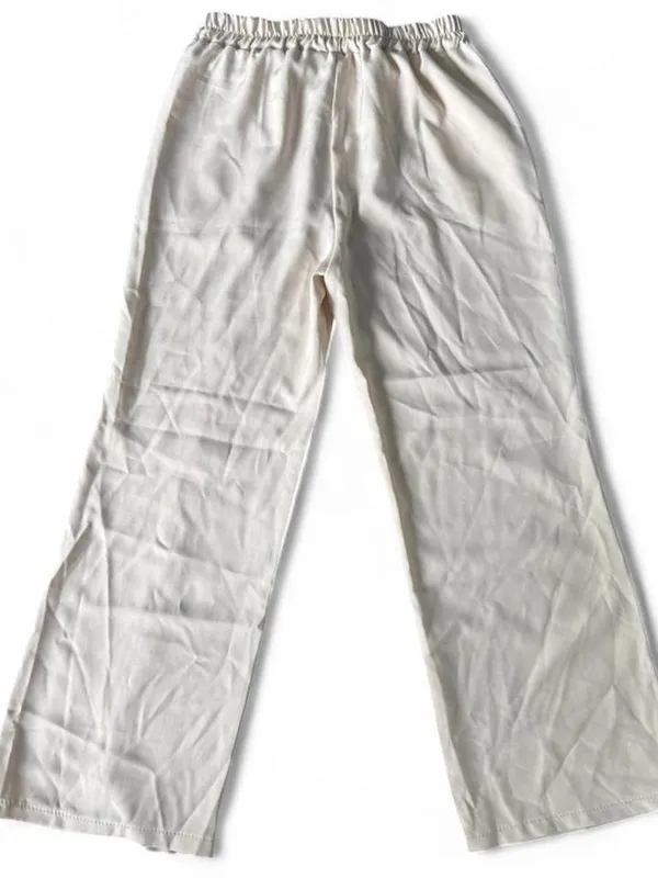 Alex New Cream wide leg loose trousers with button detail from Florence, Italy. - Image 2
