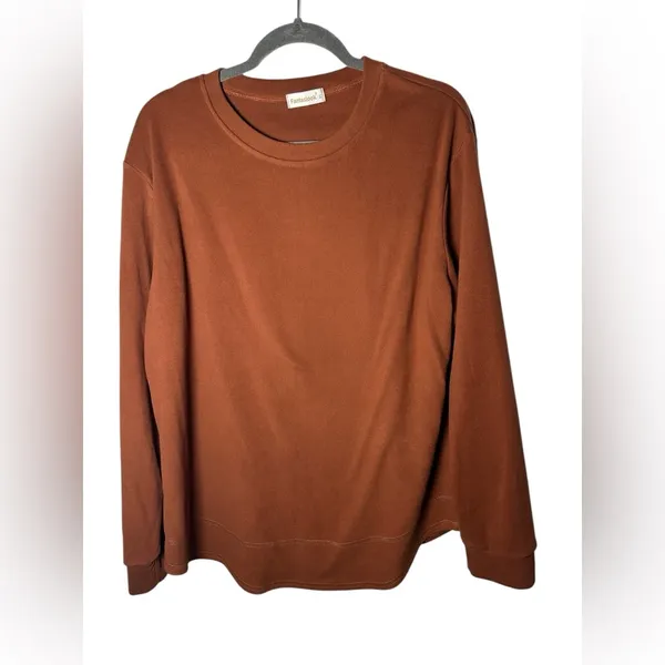Fantaslook Long Sleeve Crewneck Sweatshirt Rust Brown Women’s Size XL‎ - Image 2