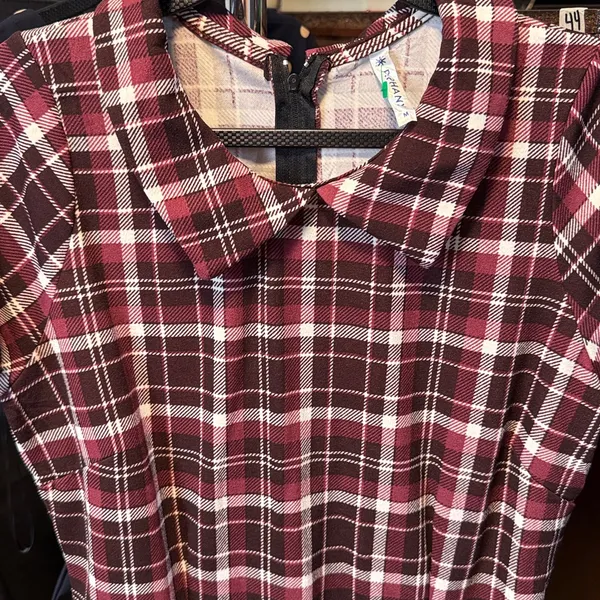 PIPHANY NWT Womens Plaid Peter Pan Collar Short Sleeve Zipper Dress medium‎ - Image 3