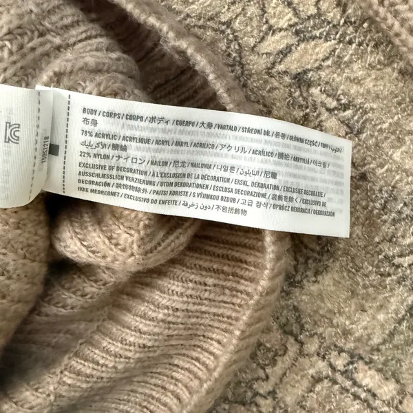 Abercrombie & Fitch Womens Cropped Ribbed Pearl Button Cardigan Sweater Taupe S - Image 4