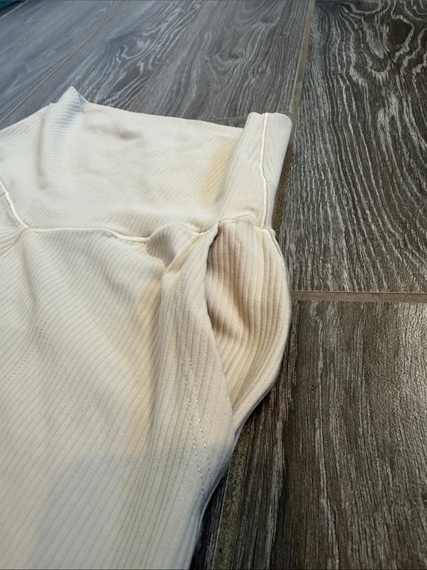 Aerie offline Real Me Xtra High-Rise Wide-Leg Ribbed Trouser Pants Cream XS EUC - Image 3