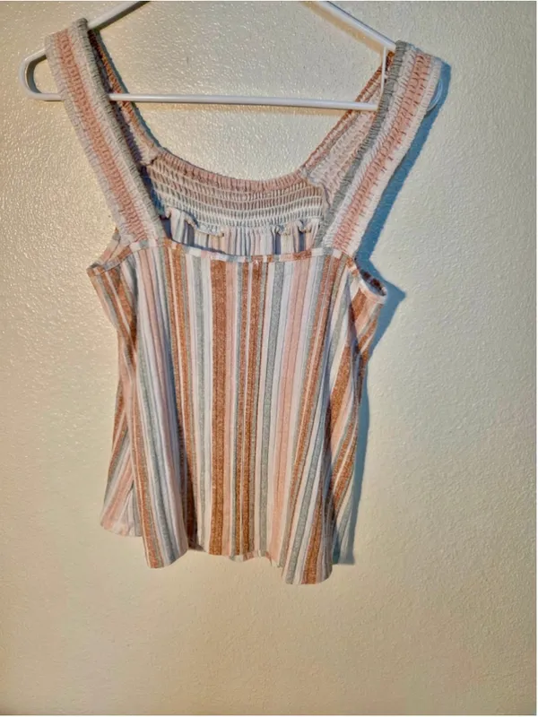 Another Reason Women’s Smocked Striped Knit Tank Top Fitted Small W-213 - Image 4