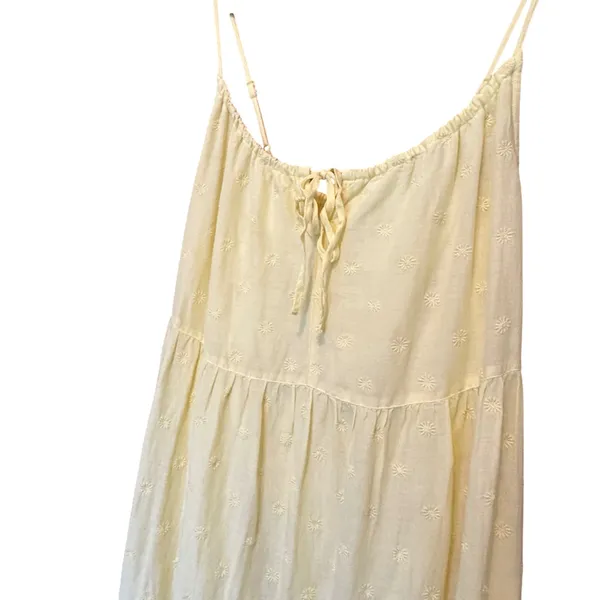 Old Navy Tiered Floral Embroidered Maxi‎ Tank Dress Medium Butter Yellow Granola Fairy - Image 4