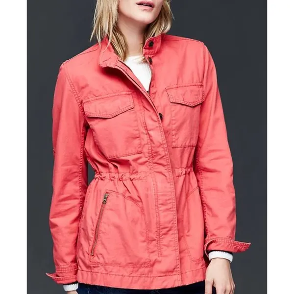 Gap Jacket Size S Pink‎ Twill Cargo Utility Stand Collar Zip Up Chore Gorpcore - Image 2