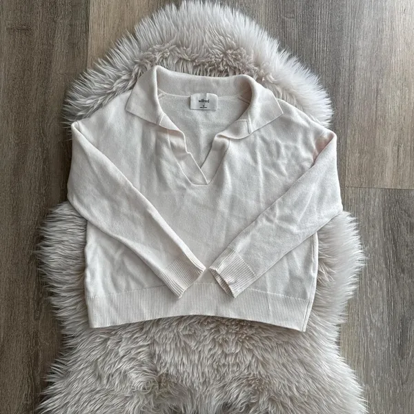 Pre-worn ARITZIA Wilfred Clara Marina Wool Waist Sweater - Matte Pearl XS - Image 2