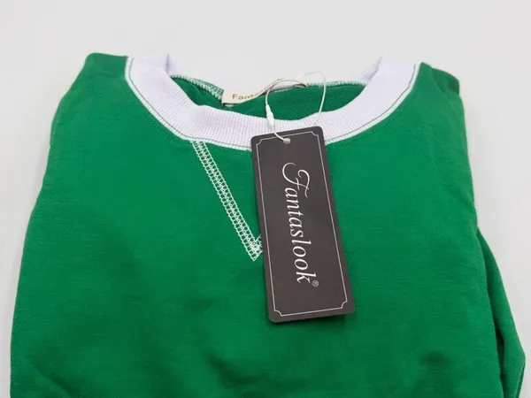 Fantaslook Women's Green Oversized Crewneck Sweatshirt Size Small - Image 6