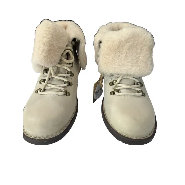BORN Blaine Shearling Hiker Boots Women's 9 Cream Leather Waterproof NEW - Image 3
