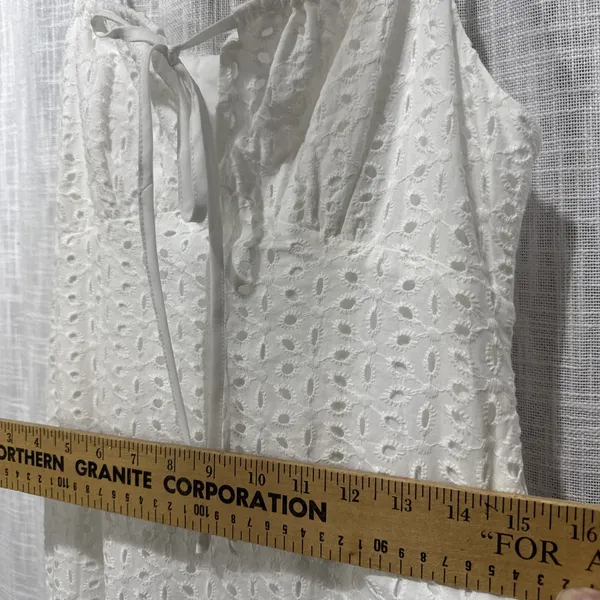 Commense White Eyelet Lace Maxi Dress Spaghetti Strap Summer Beach Boho Size M - Image 12