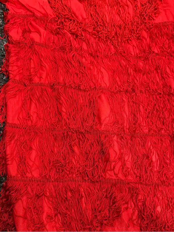 Charades Women’s Adult XL Red Solid Fringe Flapper Costume Dress - Image 2