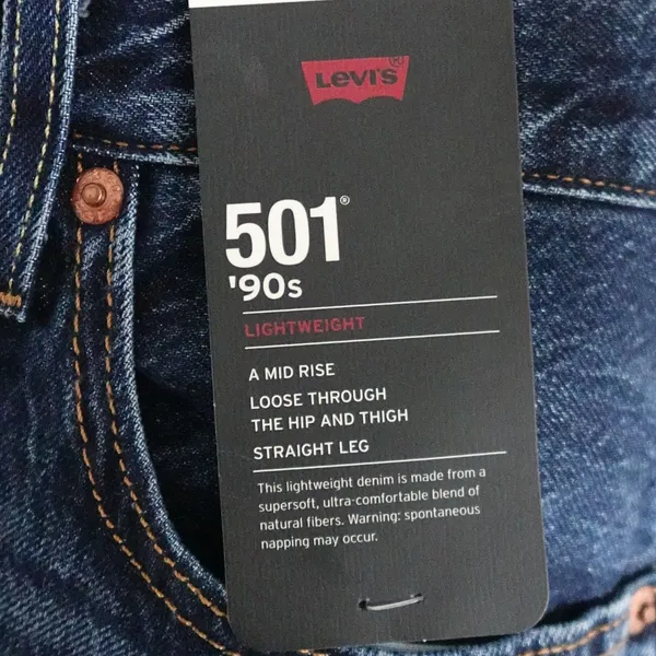 NWT Levi's Dark Wash 501 '90s Mid Rise Straight Leg Jeans Size 27 - Image 3