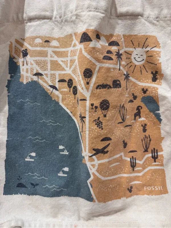 Fossil Canvas Coastal Tote Shoulder Bag Cottagecore - Image 3