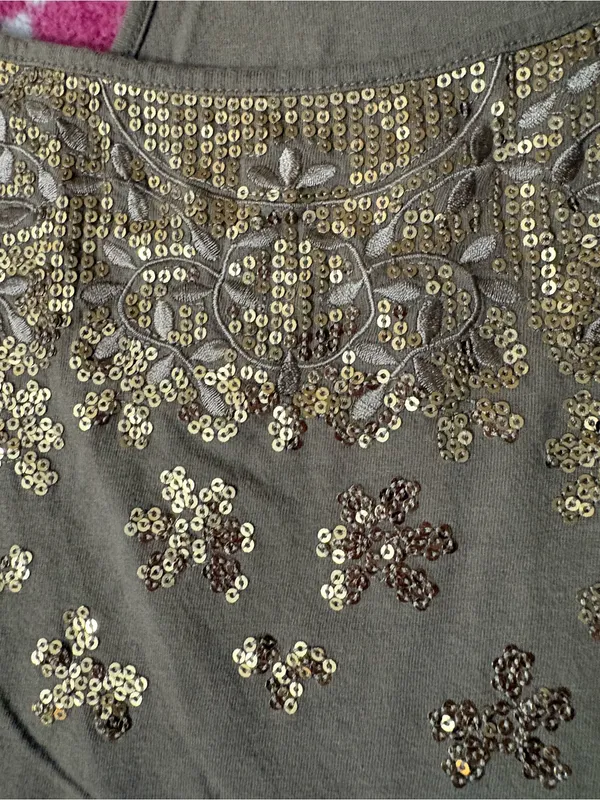 Spaghetti-Strap Brown Camisole with Gold Beaded Embellishment - Image 3