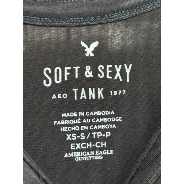 American‎ Eagle Soft & Sexy Ombré Tank Top Size XS Relaxed Pink/Gray Flower - Image 2
