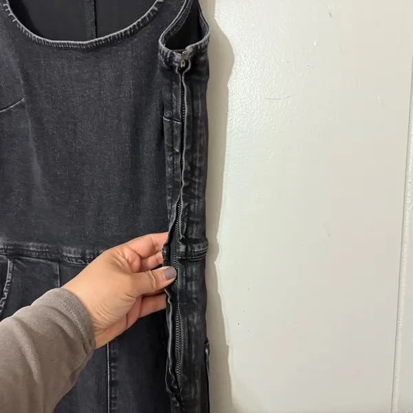 Free People Scarlet Black Denim Jumpsuit Women’s Size 2 Stretch Skinny Ankle Zip - Image 6