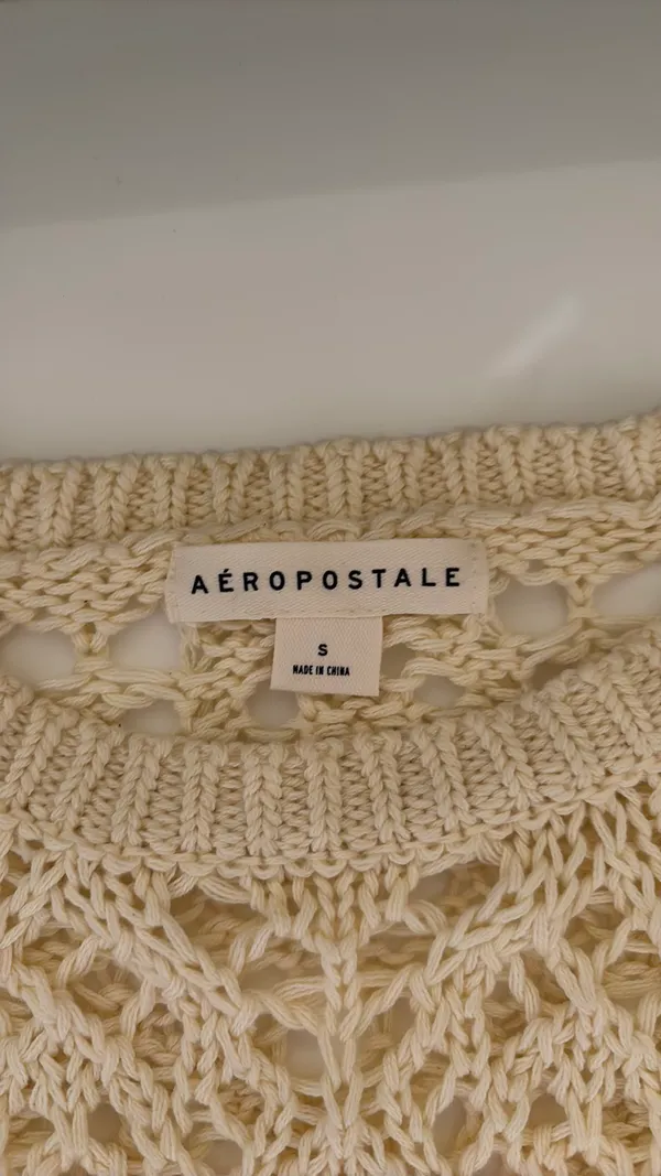 Aeropostale Open Stitch Cream Sweater - Image 2