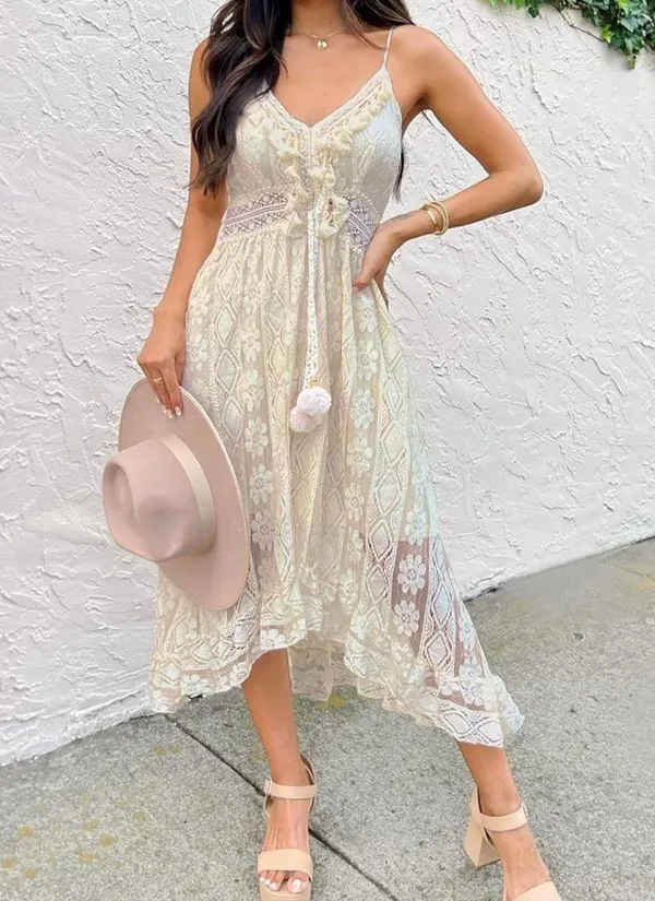 Cupshe Cream Lace Dress - Image 4