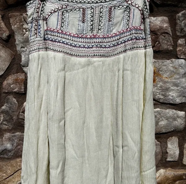 VTG Scully Embroidered Maxi Pull-on Skirt Gauzy Womens Large Boho Layered - Image 3