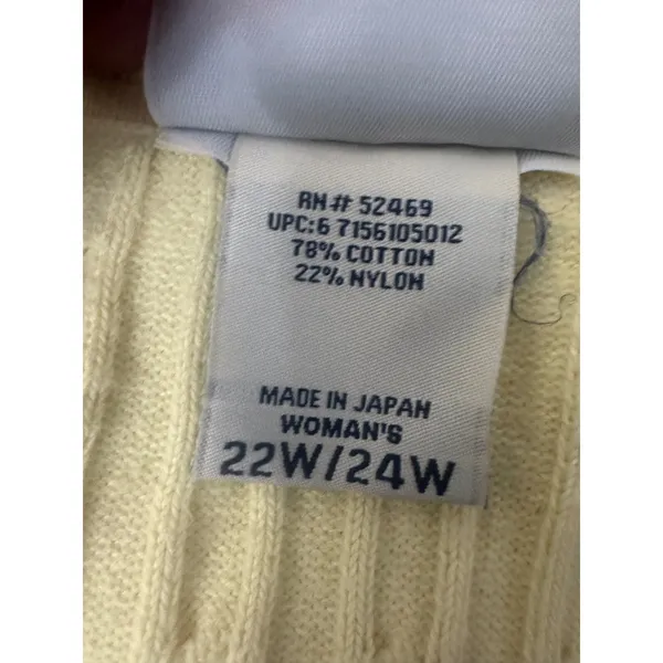 VTG Faded Glory Cotton Blend Cable Knit Sweater Buttery Yellow Plus 3X 22W/24W - Image 6