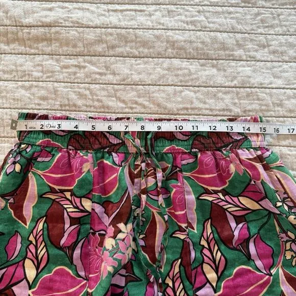100% Linen Cynthia Rowley Palazzo Pant MED 30x28 Tropical Floral‎ Flowy Loose - Image 9