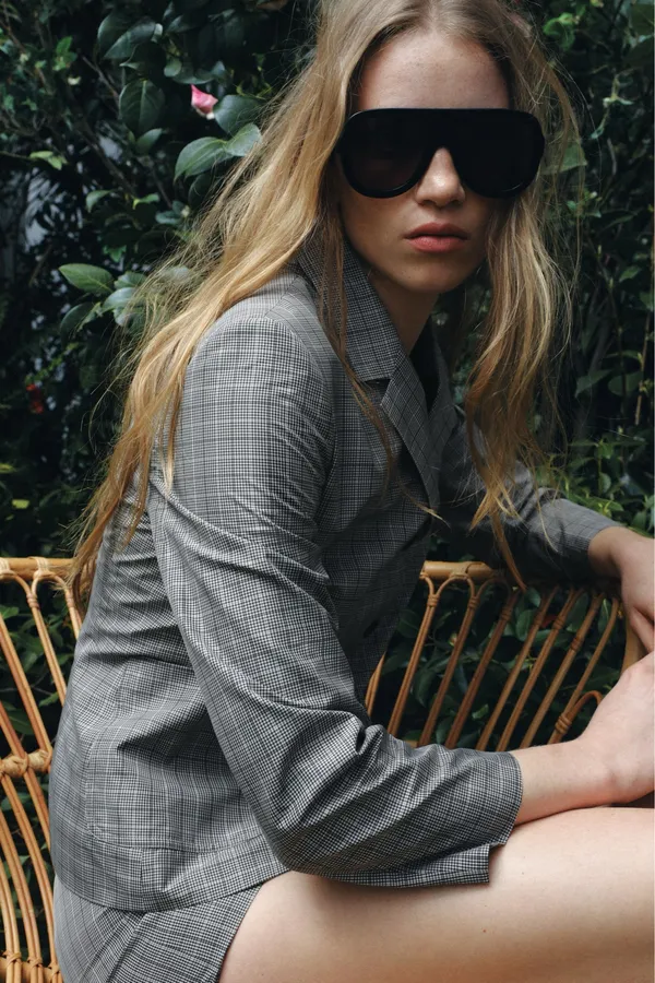 Zara ZW Collection Black Ecru White Plaid Shorts - Image 4