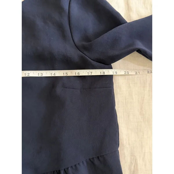 Sezane Louisie Blouse Size 36 US 4 Navy Lace Trim‎ - Image 6