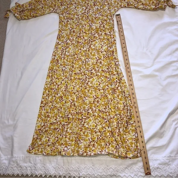 Wedding Guest Dress Size M Organic Cotton Amour Vert Yellow Floral Midi Cottage - Image 13