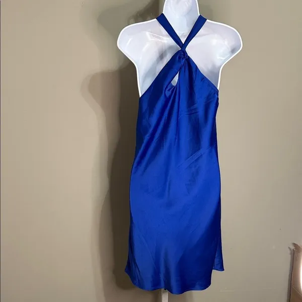 Jolt Royal Blue Halter Mini Dress M Juniors Dance Modern‎ Cocktail Date Night - Image 5