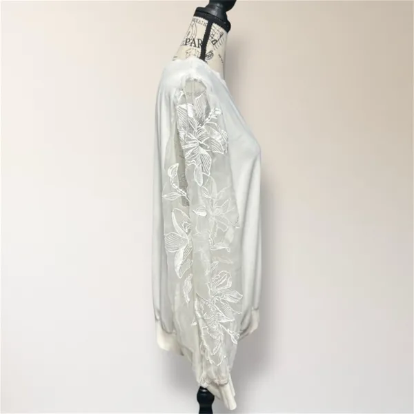 Express‎ XL Ivory Floral Sheer Embroidered Sleeve Boho Cottagecore Blouse - Image 3