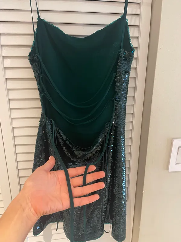 NWT Zara Green Sequin Mini Slip Dress - Image 7