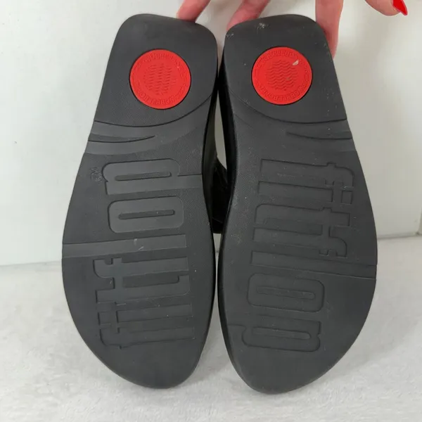 FitFlop 7.5 Twiss II Knotstrap All Black Wedge Platform Microwobbleboard FJ2-090 - Image 10