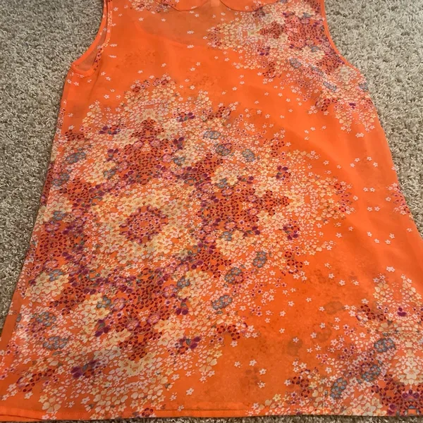Cabi Womens Merrow Edge Top Size Small Orange Floral Sleeveless Pullover 268 - Image 4