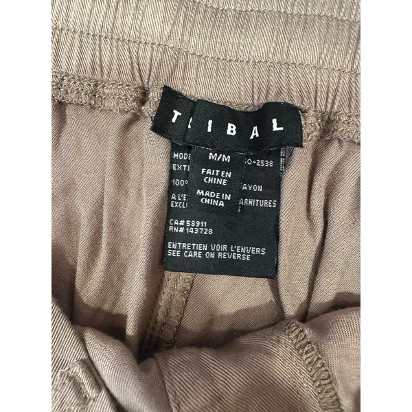 Tribal Brand Coffee Brown Pull on Skirt Crochet Drawstring Pockets Size Medium - Image 6
